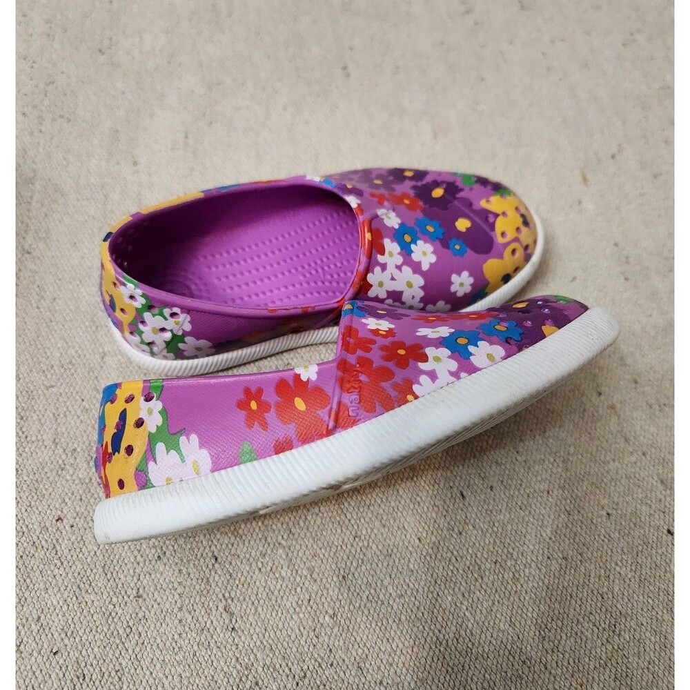 Native Kids Floral Slip-On Sneakers in Purple and Pink